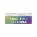 First Time Attendee Rainbow Red Award Ribbon w/ Gold Print (4"x1 5/8")